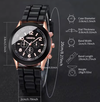 Couple Matching Watch & Bracelet Set (4 Items Total)